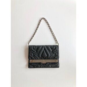 ALEXANDER WANG Isis Black Quilted Leather Chain Strain Shoulder Bag Clutch Purse